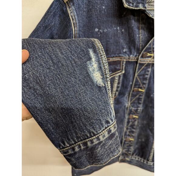 Gilded Age Mens Japanese Selvedge Denim Jacket Destroyed Optic Blue Size Small - Picture 4 of 12